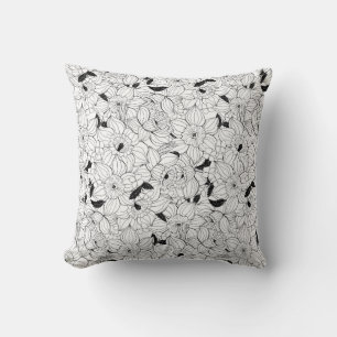 Daffodils spring floral pattern throw pillow