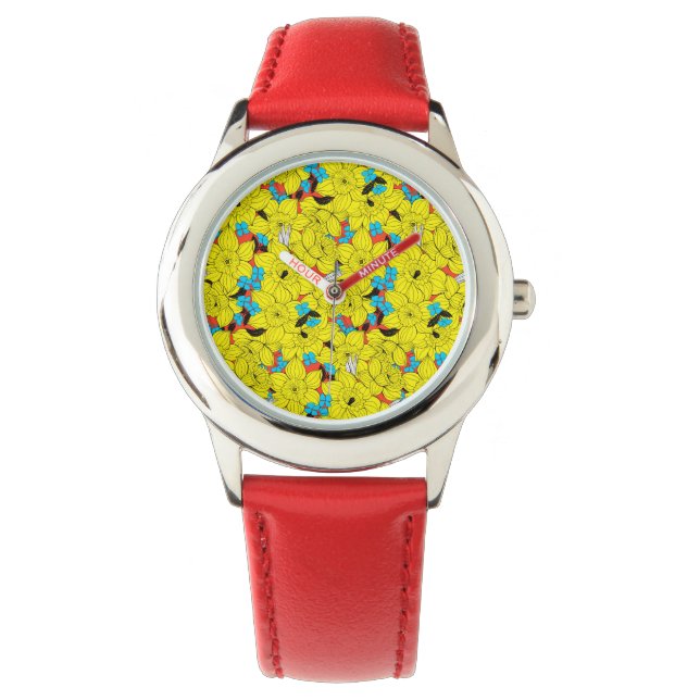 Daffodils spring floral pattern watch (Front)