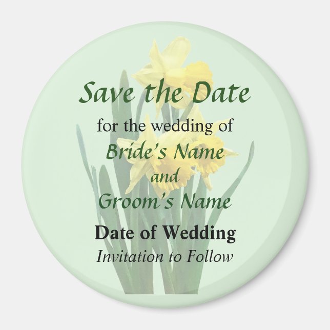 Daffodils Tall and Short Save the Date Magnet (Front)