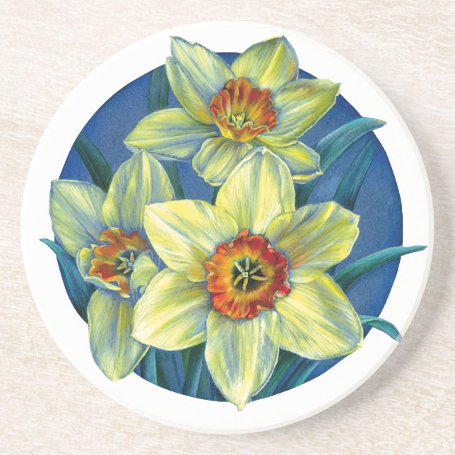 Daffodils – the joys of spring fine art coaster (Front)