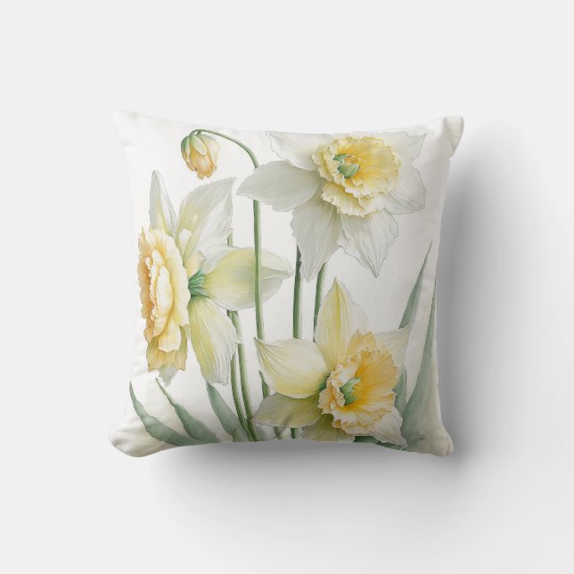 Daffodils Throw Pillow (Front)