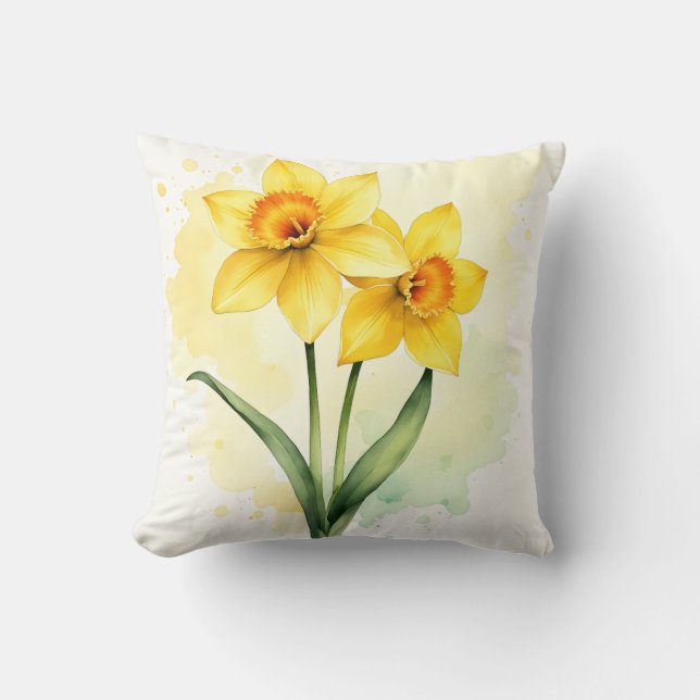 Daffodils  throw pillow (Front)