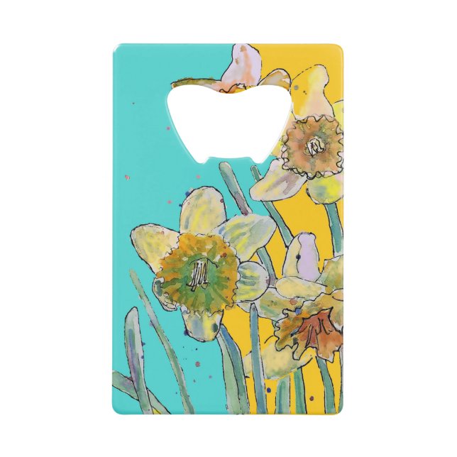 Daffodique Aquarelle Fleur Turquoise floral (Devant)