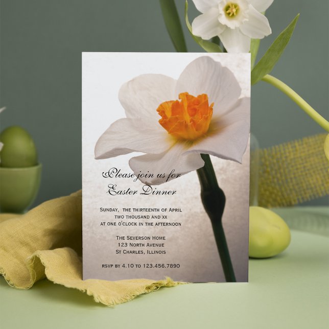 Daffodique blanc Dîner de Pâques Invitation (Créateur téléchargé)