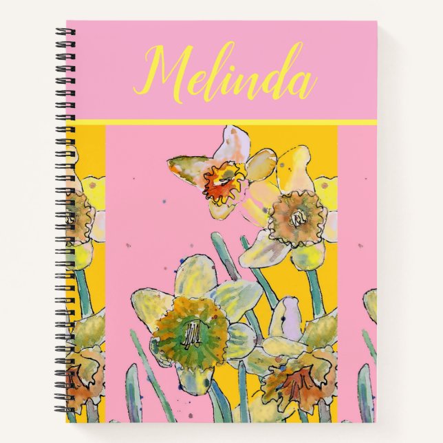 Daffodique Floral Aquarelle Notebook Journal (Devant)