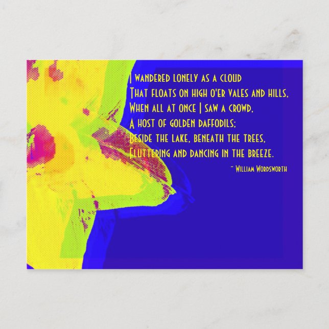 Daffodique jaune ; Carte postale William Wordswort (Devant)