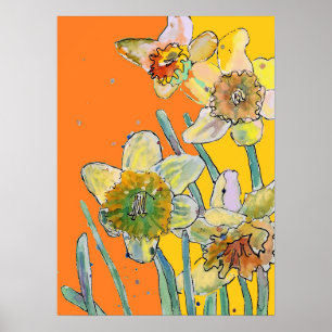 Daffodique Jaune Orange Poster du Jardin