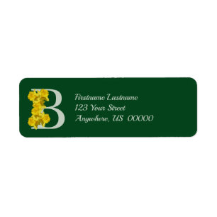 Daffodique Monogram Initial B Votre nom Adresse