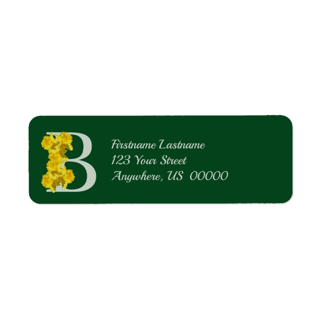 Daffodique Monogram Initial B Votre nom Adresse (Devant)
