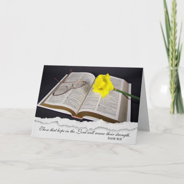 Daffodique sur la carte de sympathie biblique (Devant)