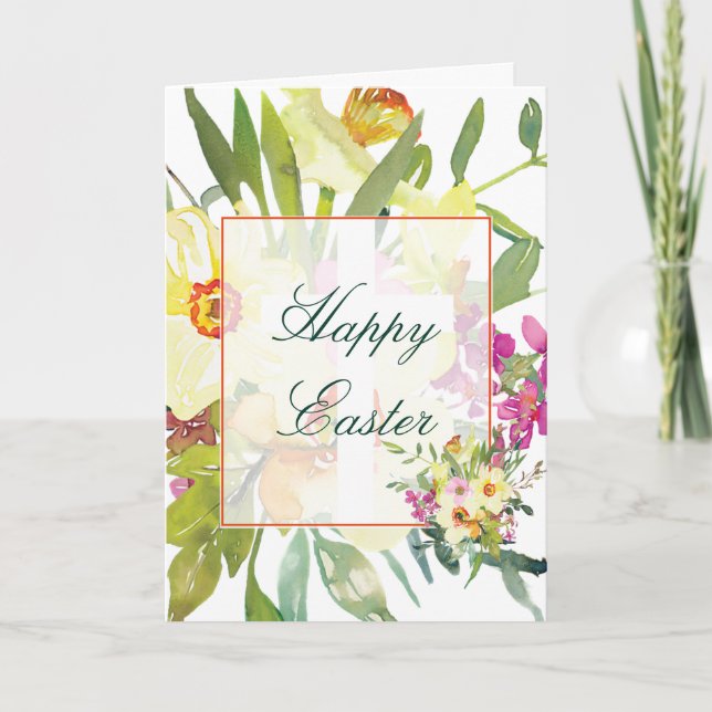 Daffodiques aquarelle personnalisée Carte de vacan (Devant)