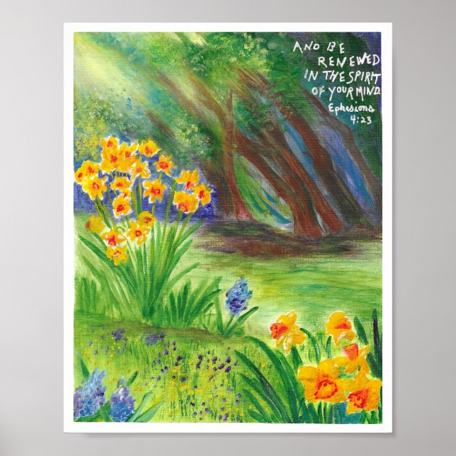Daffodiques avec Écriture Poster chrétien (Devant)