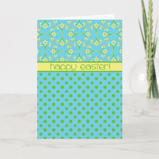 Daffodiques et Pois, Carte de Pâques (Devant)