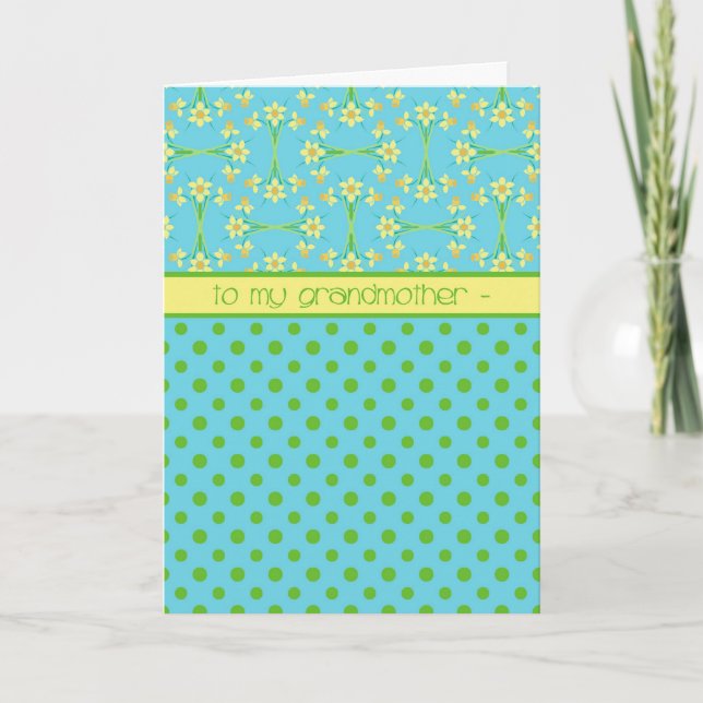 Daffodiques et Pois, Carte de Pâques, Grand-mère (Devant)