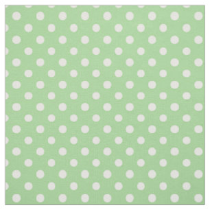 Daffy-down Dillies White Polka Dots on Leaf Green Fabric