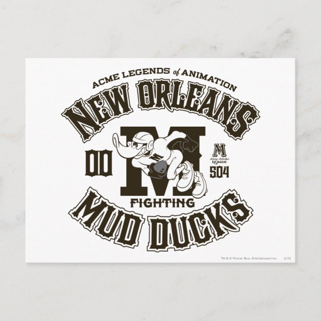 DAFFY DUCK™ New Orleans Mud Ducks Logo 2 Postcard (Front)