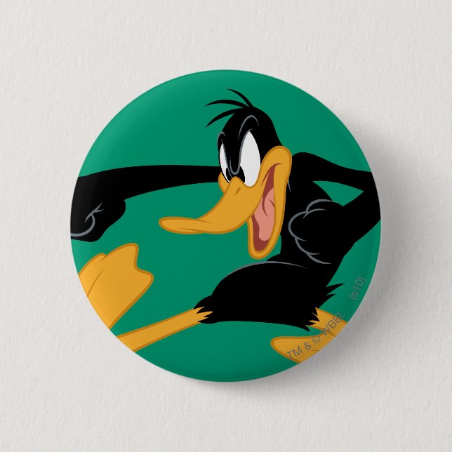 DAFFY DUCK™ Swinging a Punch 2 Inch Round Button (Front)