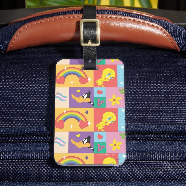 DAFFY DUCK™ & TWEETY™ - Pride Pattern Luggage Tag (Front Insitu 2)