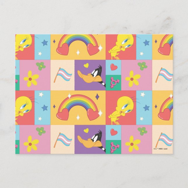 DAFFY DUCK™ & TWEETY™ - Pride Pattern Postcard (Front)