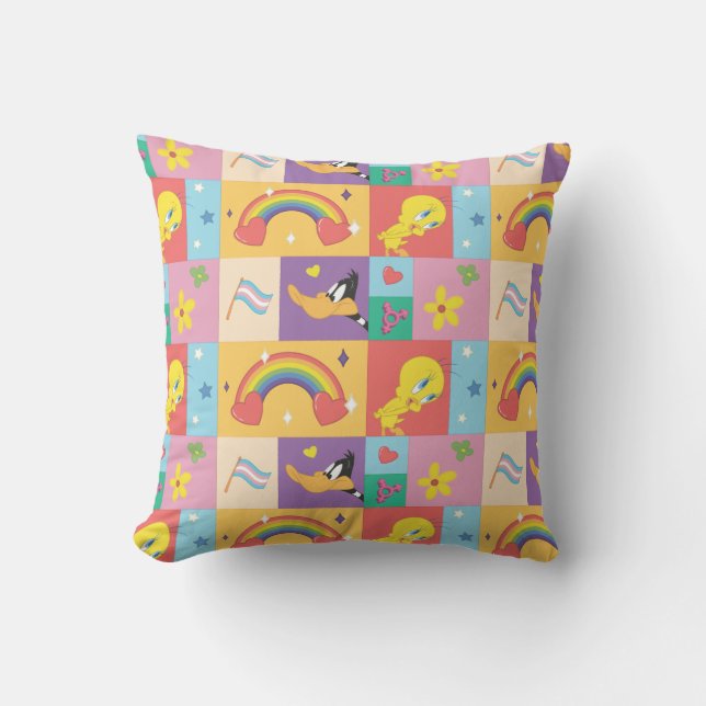 DAFFY DUCK™ & TWEETY™ - Pride Pattern Throw Pillow (Front)