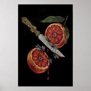 Dagger Sword and Blood Orange Gothic Kitchen Poster