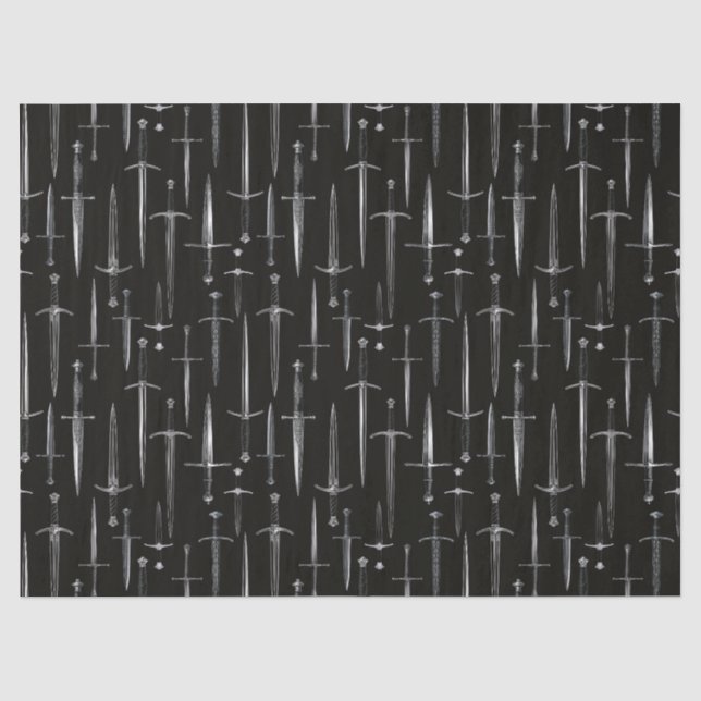 Daggers and Swords repeating moody pattern Tissue Paper (Front)
