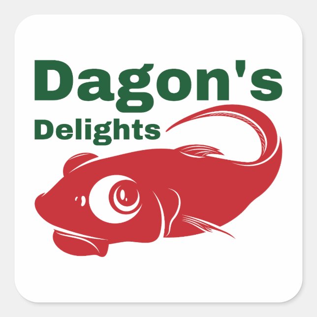 Dagon's Delights Seafood Square Sticker (Front)