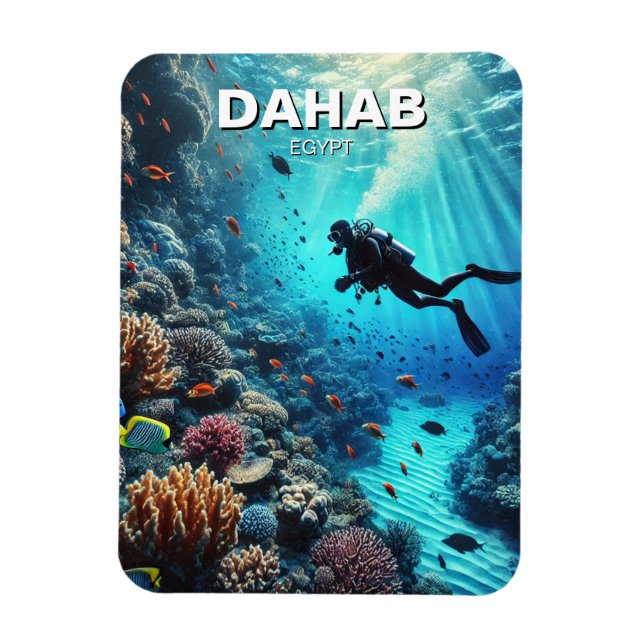 Dahab Egypt Scuba Diver Magnet (Vertical)