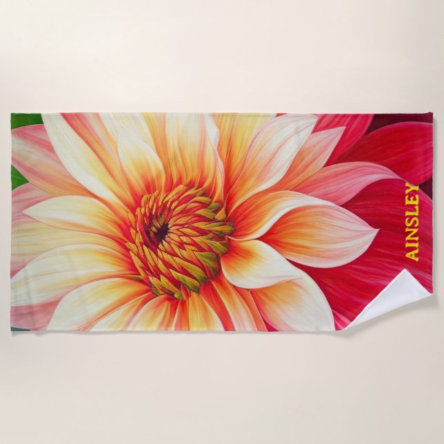 Dahlia Afternoon Beach Towel (Front)