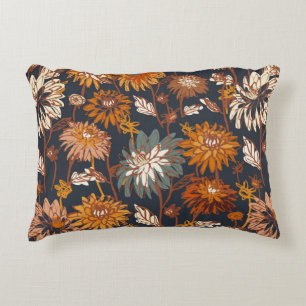 Dahlia and chrysanthemums bold seamless pattern, a accent pillow