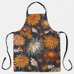 Dahlia and chrysanthemums bold seamless pattern, a apron