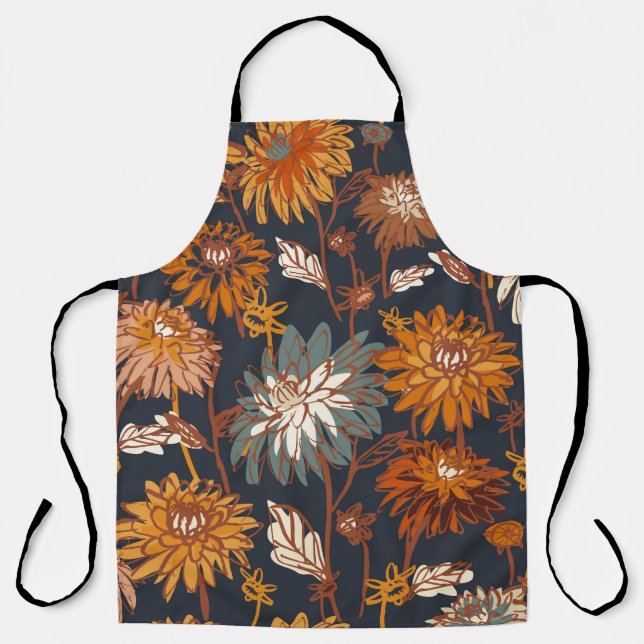 Dahlia and chrysanthemums bold seamless pattern, a apron (Front)