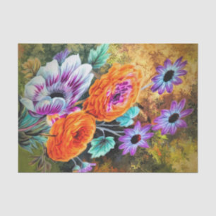 Dahlia and daisy flower garden floral autumn tissue paper