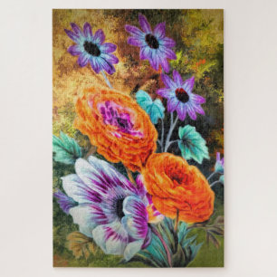Dahlia and daisy flower garden floral jigsaw puzzle