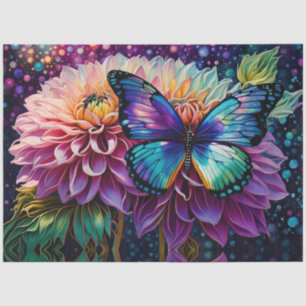 Dahlia And Iridescent Butterfly Tissue Paper