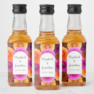 Dahlia Autumn Floral Wedding Liquor Bottle Label