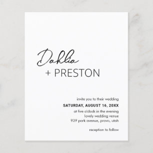 Dahlia Black and White Budget Wedding Invitation