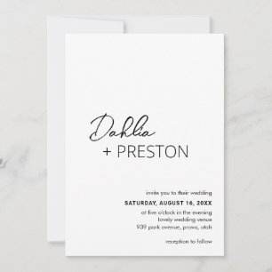 Dahlia Black and White Contemporary Modern Wedding Invitation
