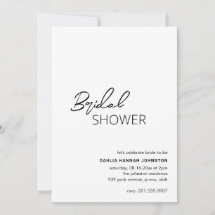 Dahlia Black and White Modern Bridal Shower Invitation