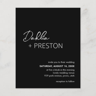 Dahlia Black Modern Budget Wedding Invitation Flyer