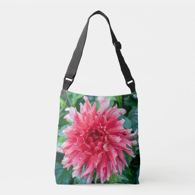 Dahlia Bloom, Soft Botanical Crossbody Bag (Front)