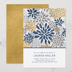 Dahlia Blooms birthday party invitation