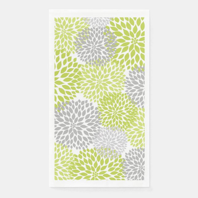 Dahlia Bouquet - chartreuse grey Napkin (Front)