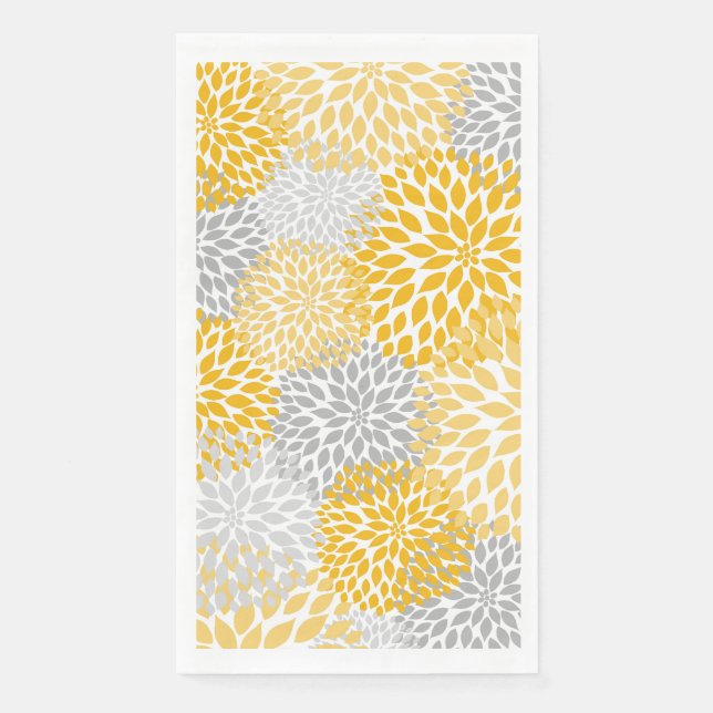 Dahlia Bouquet - mustard yellow grey Napkin (Front)