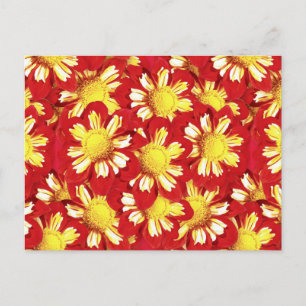 Dahlia bouquet - red and white with yellow postcard