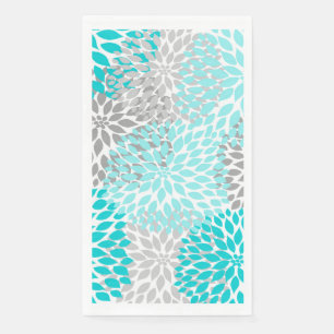 Dahlia Bouquet - turquoise grey Paper Guest Towels Napkin