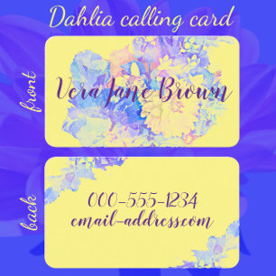 Dahlia Bouquet Watercolor Business Card