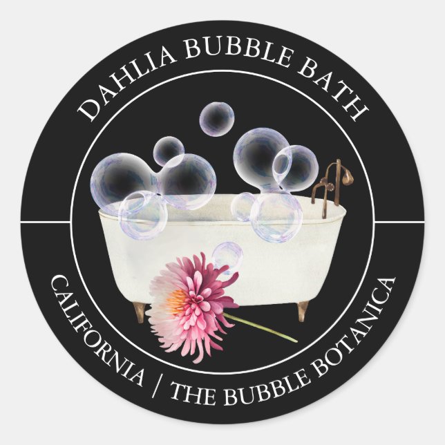 Dahlia Bubble Bath label (Front)