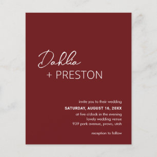 Dahlia Burgundy Modern Budget Wedding Invitation