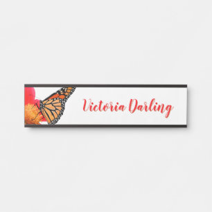 Dahlia Butterfly Desk Hanging Door Wall Name Plate